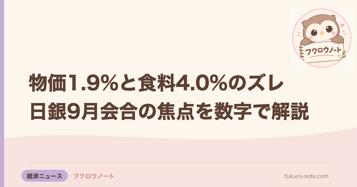 物価1.9%と食料4.0%のズレ｜日銀9月会合の焦点を数字で解説