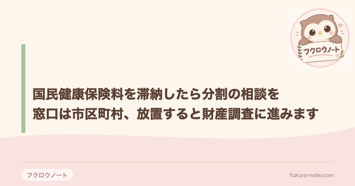 国民健康保険料を滞納したら分割の相談を｜窓口は市区町村、放置すると財産調査に進みます